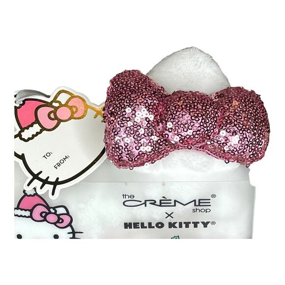 NEW Hello Kitty Plush SPA HEADBAND & GEL EYE MASKS 3pc Sparkle Sleigh Sequin Bow - Picture 4 of 7